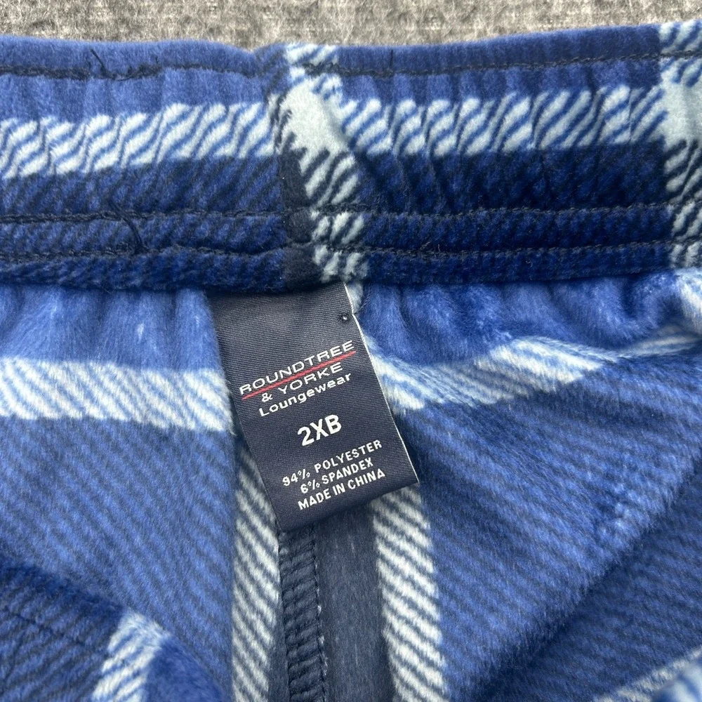 Roundtree & Yorke Mens Pajama Pants 2XB Plaid Blue Loungewear